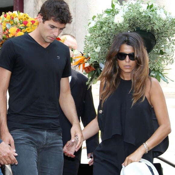 Karine Ferri et Yoann Gourcuff - A Cannes, les sportifs rendent un dernier hommage à Tiburce Garou le 10 juillet 2015. Patrice Lapoirie / Nice Matin / Bestimage