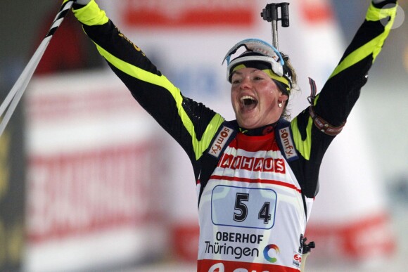 Marie Dorin lors de la Coupe du monde de biathlon, le 3 janvier 2013 à Oberhof