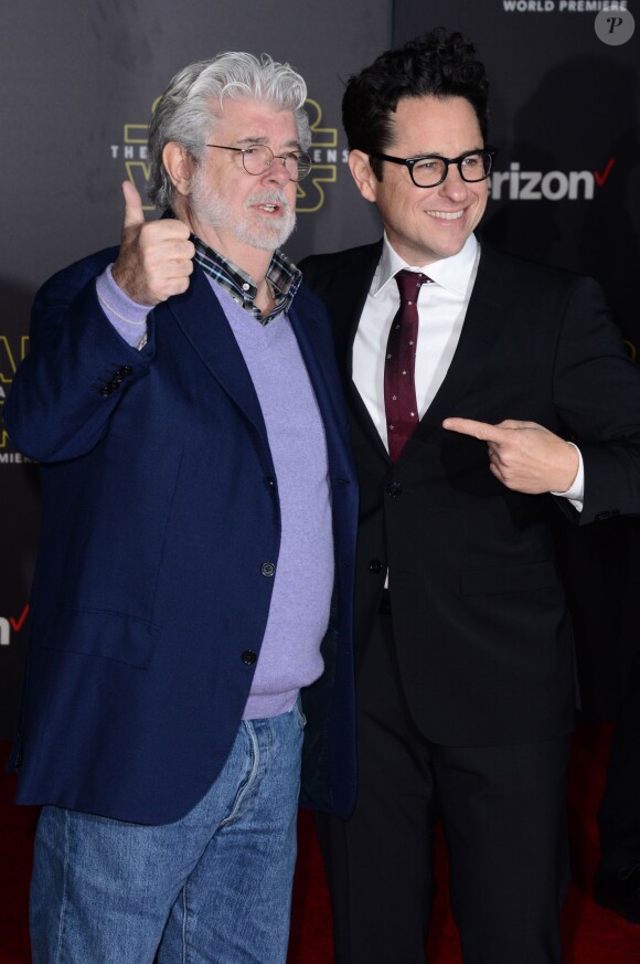 George Lucas et J.J. Abrams - Première de "Star Wars : le réveil de la force" à Los Angeles le 14 décembre 2015.