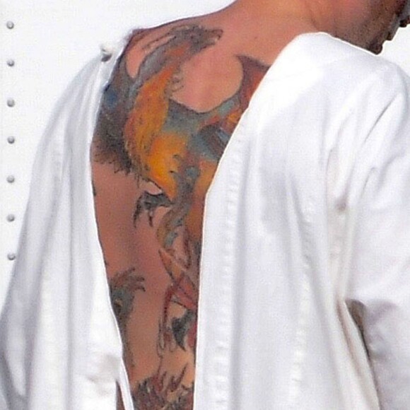 Exclusif - Ben Affleck porte un tatouage XXL sur le tournage de 'Live By Night' à Los Angeles, le 9 décembre 2015