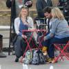 Renée Zellweger et James Callis sur le tournage de "Bridget Jones 3" dans la gare de St Pancras à Londres le 9 octobre 2015