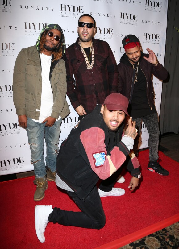 French Montana, Kid Red et Chris Brown à Los Angeles, le 15 décembre 2015.