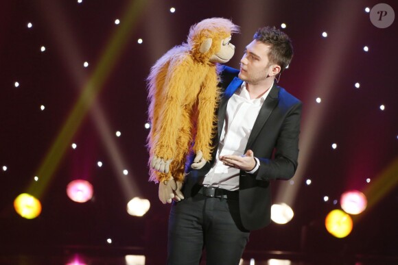 Exclusif - Jeff Panacloc et sa marionnette Jean-Marc, à Paris, le 8 avril 2014.