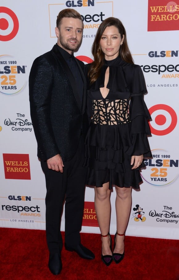 Justin Timberlake et sa femme Jessica Biel - People aux GLSEN Awards à l'hôtel Wilshire de Beverly Hills le 23 octobre 2015.