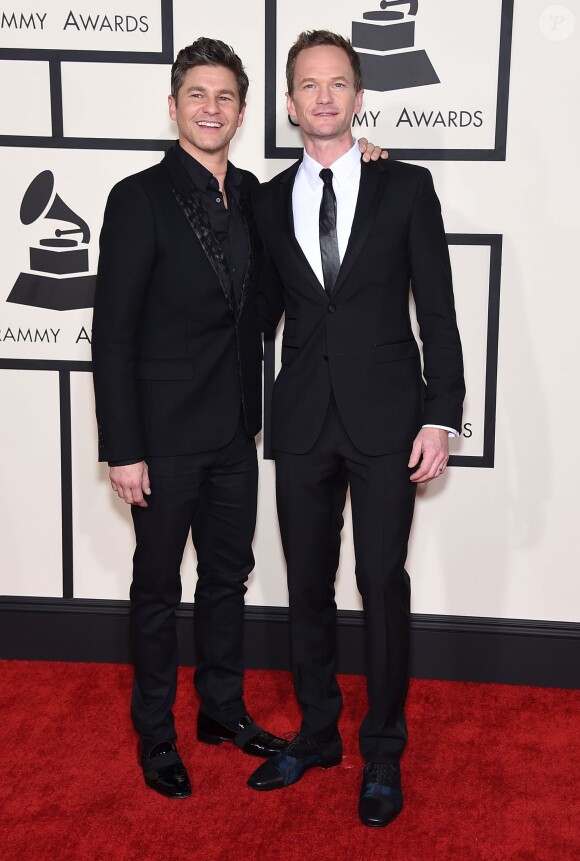 Neil Patrick Harris et son mari David Burtka - 57ème soirée annuelle des Grammy Awards au Staples Center à Los Angeles, le 8 février 2015.