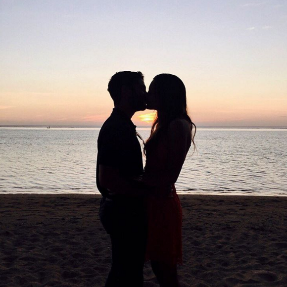 Marine Lorphelin et Christophe à Tahiti le 25 décembre 2015.