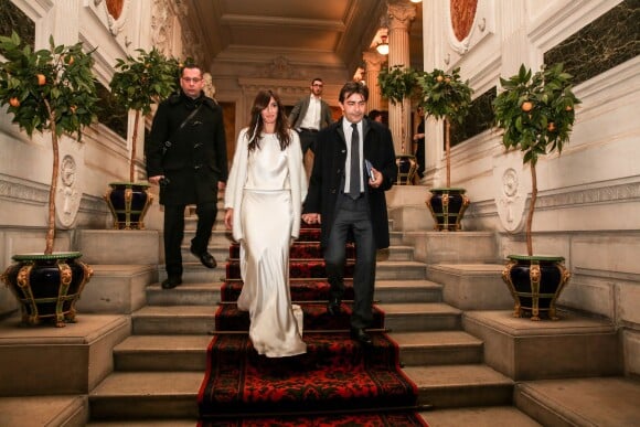 Exclusif - Mariage du chef étoilé Yannick Alléno et de l'artiste Laurence Bonnel à la mairie du 8ème arrondissement de Paris, le 18 décembre 2015.