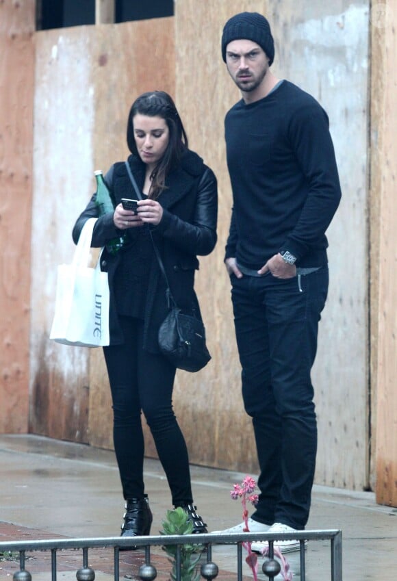 Lea Michele va déjeuner au restaurant avec son petit-ami Matthew Paetz à West Hollywood, le 22 décembre 2015.