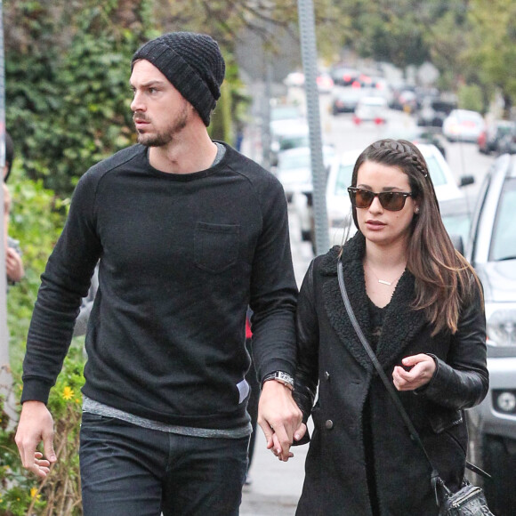 Lea Michele va déjeuner au restaurant avec son petit-ami Matthew Paetz à West Hollywood, le 22 décembre 2015.