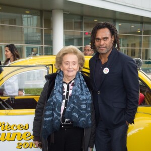 Christian Karembeu (parrain de l'Opération Pièces Jaunes) et Bernadette Chirac (présidente de la Fondation Hôpitaux de Paris-Hôpitaux de France) - Lancement de la 27ème édition de l'Opération Pièces Jaunes au centre hospitalier (hôpital Delafontaine) de Saint-Denis, le 6 janvier 2015.06/01/2016 - Saint-Denis