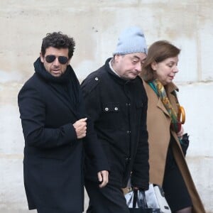 Patrick Bruel - Obsèques de Michel Delpech en l'église Saint-Sulpice à Paris, le 8 janvier 2016.