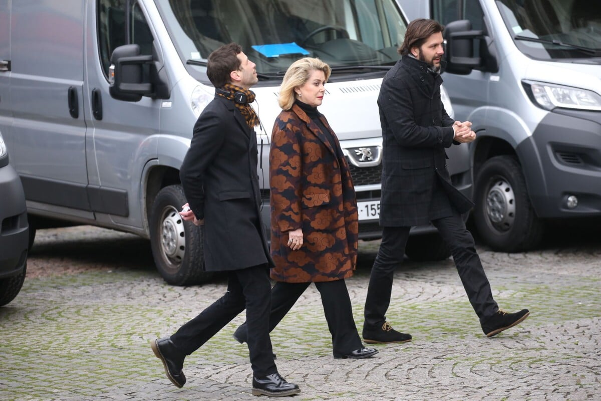 Photo Alex Beaupain et Catherine Deneuve Obsèques de Michel Delpech