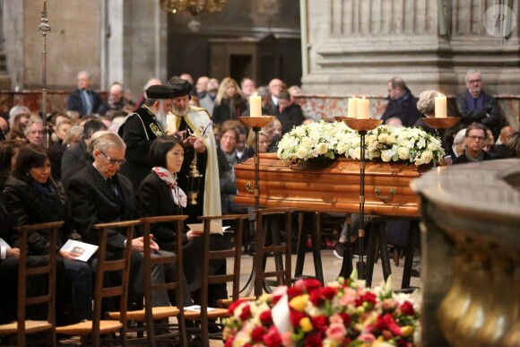Anne Hidalgo (maire de Paris) et Fleur Pellerin (ministre de la Culture et de la Communication) - Obsèques de Michel Delpech en l'église Saint-Sulpice à Paris, le 8 janvier 2016.