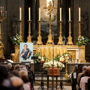 Obsèques de Michel Delpech en l'église Saint-Sulpice à Paris, le 8 janvier 2016.