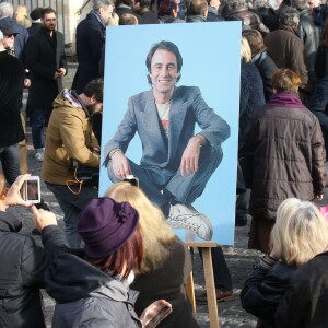 Sorties des obsèques de Michel Delpech en l'église Saint-Sulpice à Paris, le 8 janvier 2016.