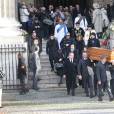 Sorties des obsèques de Michel Delpech en l'église Saint-Sulpice à Paris, le 8 janvier 2016.