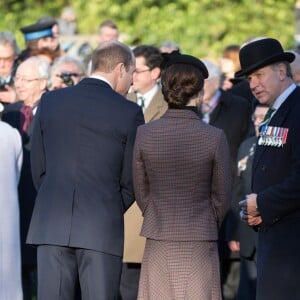 La reine Elisabeth II d'Angleterre, le prince Philip, le prince William et la duchesse de Cambridge, Catherine Kate Middleton célèbrent le 100 ème anniversaire du retrait final de la péninsule de Gallipoli pendant la 1 ère guerre mondiale au Mémorial de Sandrigham le 10 janvier 2016. Ils ont assisté un plus tôt en l'église Mary Magdalene à une messe où la famille Middleton était invitée par la reine.