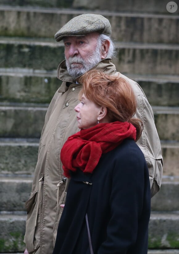 Jean-Pierre Marielle et sa femme Agathe Natanson - Obsèques de Michel Galabru en l'église Saint-Roch à Paris le 12 janvier 2016.
