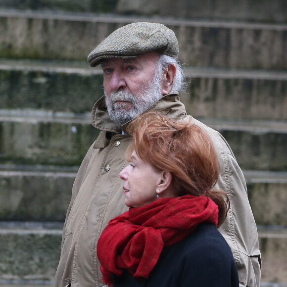 Jean-Pierre Marielle et sa femme Agathe Natanson - Obsèques de Michel Galabru en l'église Saint-Roch à Paris le 12 janvier 2016.