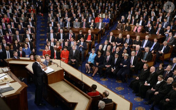 Barack Obama s'exprime au Capitole à Washington, devant les parlementaires, pour son dernier discours sur l'état de l'Union, le 12 janvier 2016