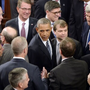 Barack Obama s'exprime au Capitole à Washington, pour son dernier discours sur l'état de l'Union, le 12 janvier 2016