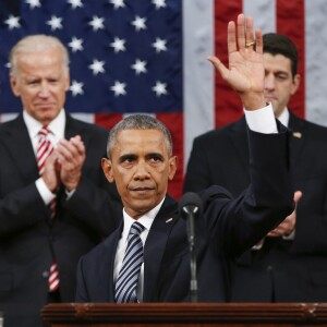 Barack Obama s'exprime au Capitole à Washington, pour son dernier discours sur l'état de l'Union, le 12 janvier 2016