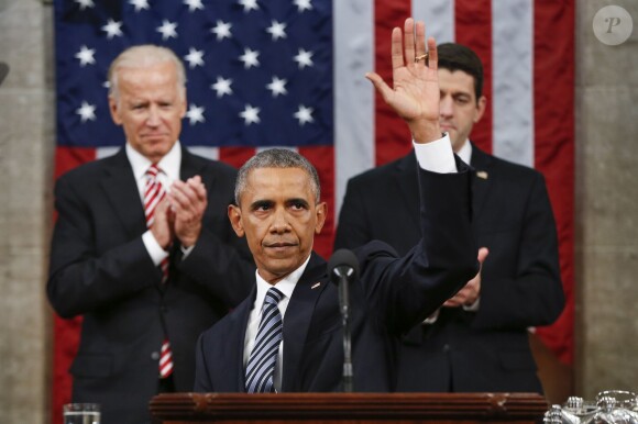 Barack Obama s'exprime au Capitole à Washington, pour son dernier discours sur l'état de l'Union, le 12 janvier 2016