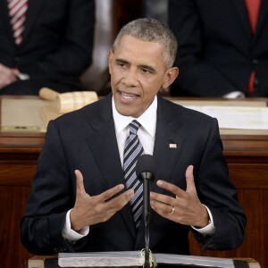 Barack Obama s'exprime au Capitole à Washington, pour son dernier discours sur l'état de l'Union, le 12 janvier 2016