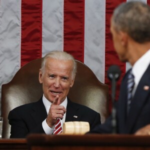 Barack Obama s'exprime au Capitole à Washington, pour son dernier discours sur l'état de l'Union, le 12 janvier 2016. Ici avec le vice-président Joe Biden.