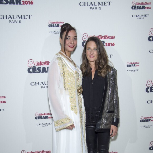 Loubna Abidar et Camille Cottin - Soirée des Révélations César 2016 dans les salons de la maison Chaumet place Vendôme à Paris, le 11 janvier 2016.