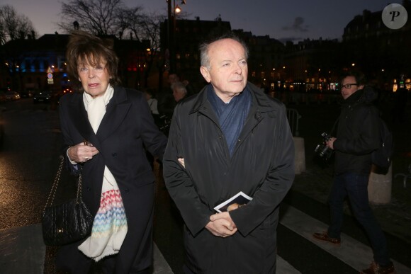 Lise et Jacques Toubon à la cérémonie organisée en hommage à Pierre Boulez, décédé le 5 janvier 2016 à Baden-Baden, en l'église Saint-Sulpice à Paris, le 14 janvier 2016.