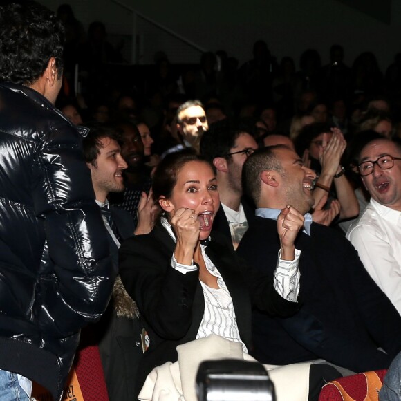 Jamel Debbouze et sa femme Mélissa Theuriau lors de la cérémonie de clôture et palmarès du 19e Festival International du film de Comédie de l'Alpe d'Huez, le 16 janvier 2016. Le film "La vache" remporte trois récompenses, le Grand Prix, Prix du Public et le Prix d'Interprétation Michel Galabru (reçu par Fatsah Bouyahmed).