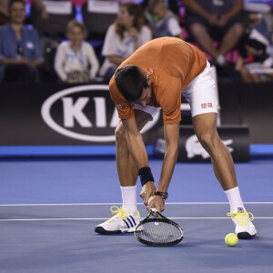 Novak Djokovic lors du Kid's Day en marge de l'Open d'Australie au Melbourne Park de Melbourne, le 16 janvier 2016