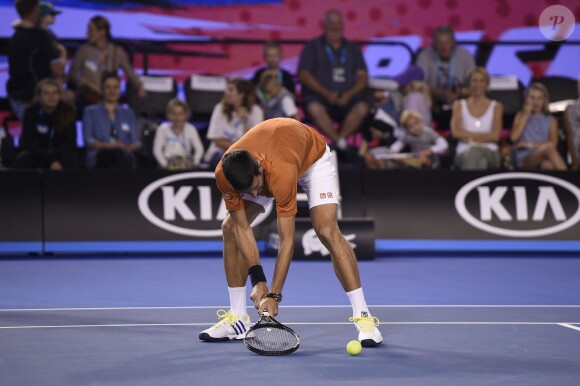 Novak Djokovic lors du Kid's Day en marge de l'Open d'Australie au Melbourne Park de Melbourne, le 16 janvier 2016