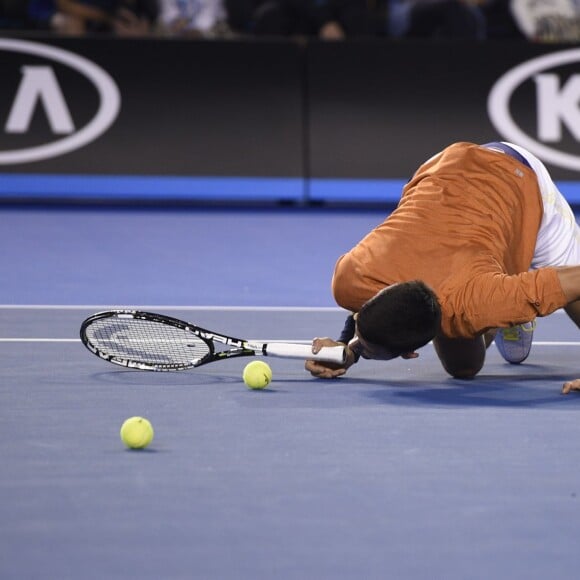 Novak Djokovic lors du Kid's Day en marge de l'Open d'Australie au Melbourne Park de Melbourne, le 16 janvier 2016