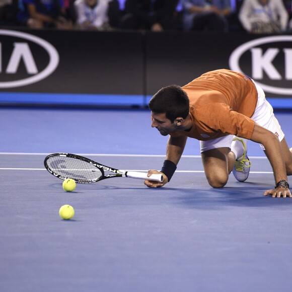 Novak Djokovic lors du Kid's Day en marge de l'Open d'Australie au Melbourne Park de Melbourne, le 16 janvier 2016