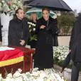 Semi-exclusif - Farah Diba Pahlavi, parmi une soixantaine de personnes proches de la défunte, assistait le 14 janvier 2016 aux obsèques de la princesse Ashraf Pahlavi, soeur jumelle du dernier Shah d'Iran (Mohammad Reza), au cimetière de Monaco le 14 janvier 2016.