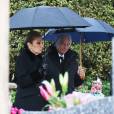 Semi-exclusif - Farah Diba Pahlavi, parmi une soixantaine de personnes proches de la défunte, assistait le 14 janvier 2016 aux obsèques de la princesse Ashraf Pahlavi, soeur jumelle du dernier Shah d'Iran (Mohammad Reza), au cimetière de Monaco le 14 janvier 2016.