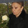 Semi-exclusif - Farah Diba Pahlavi, parmi une soixantaine de personnes proches de la défunte, assistait le 14 janvier 2016 aux obsèques de la princesse Ashraf Pahlavi, soeur jumelle du dernier Shah d'Iran (Mohammad Reza), au cimetière de Monaco le 14 janvier 2016.