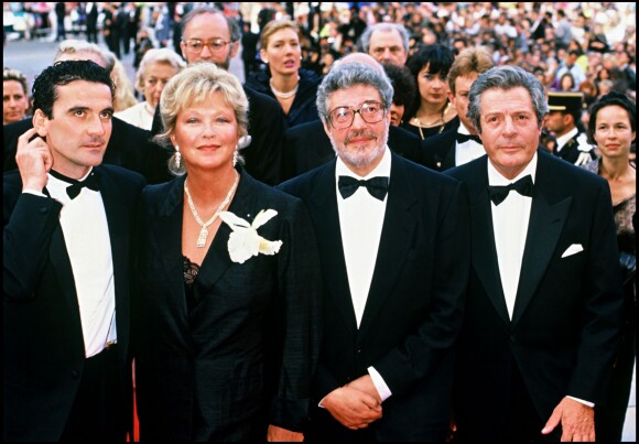 Massimo Troisi, Marina Vlady, Ettore Scola et Marcello Mastroianni à Cannes en 1989