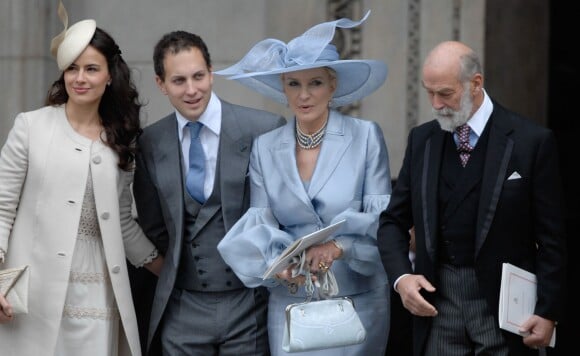 Lord Frederick Windsor et Sophie Winkleman avec le prince et la princesse Michael de Kent le 5 juin 2012 à Londres sur les marches de la cathédrale Saint Paul à l'occasion d'un office pour le jubilé de diamant de la reine Elizabeth II. Le couple a accueilli le 16 janvier 2016 son deuxième enfant, Isabella.