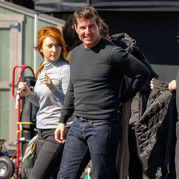 Exclusif - Connor Cruise vient rendre visite à son père Tom Cruise sur le tournage du film "Jack Reacher: Never Go Back" à la Nouvelle-Orléans, le 20 janvier 2016