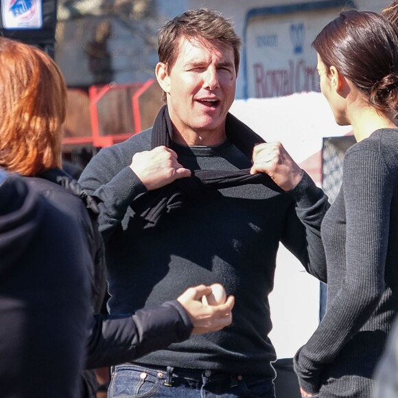 Exclusif - Connor Cruise vient rendre visite à son père Tom Cruise sur le tournage du film "Jack Reacher: Never Go Back" à la Nouvelle-Orléans, le 20 janvier 2016