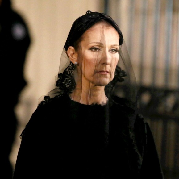 Céline Dion - Sorties des obsèques nationales de René Angélil en la Basi­lique Notre-Dame de Montréal, le 22 janvier 2016. © Dominique Jacovides/Bestimage