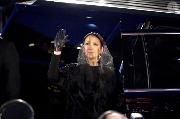 La diva Céline Dion - Sorties des obsèques nationales de René Angélil en la Basi­lique Notre-Dame de Montréal, le 22 janvier 2016. © Dominique Jacovides/Bestimage