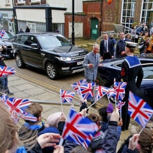 Le prince Charles en visite à Stoke-on-Trent le 26 janvier 2016 en sa qualité de fondateur et parrain du Prince's Regeneration Trust.