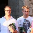  Ralf Schumacher dans les rues de Saint-Tropez avec son &eacute;pouse et ses amis, le 21 ao&ucirc;t 2014 