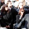 Pauline et Emmanuel Delpech, avec leur mère Geneviève Delpech aux obsèques de Michel Delpech en l'église Saint-Sulpice à Paris, le 8 janvier 2016.