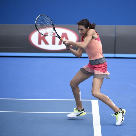 Marion Bartoli lors d'un match du Trophée des Légendes au Melbourne Park de Melbourne, le 24 janvier 2016