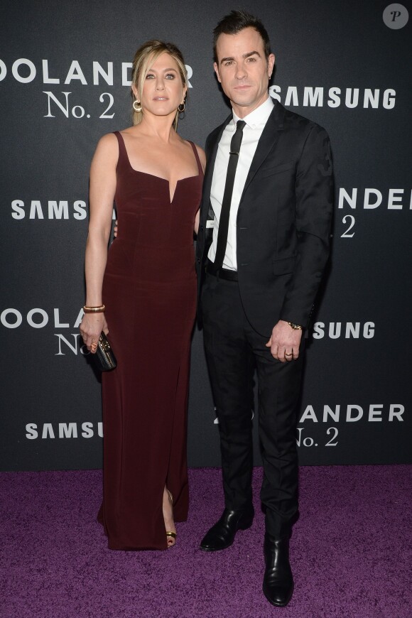 Jennifer Aniston et Justin Theroux assistent à l'avant-première du film "Zoolander 2" à l'Alice Tully Hall, au Lincoln Center. New York, le 9 février 2016.